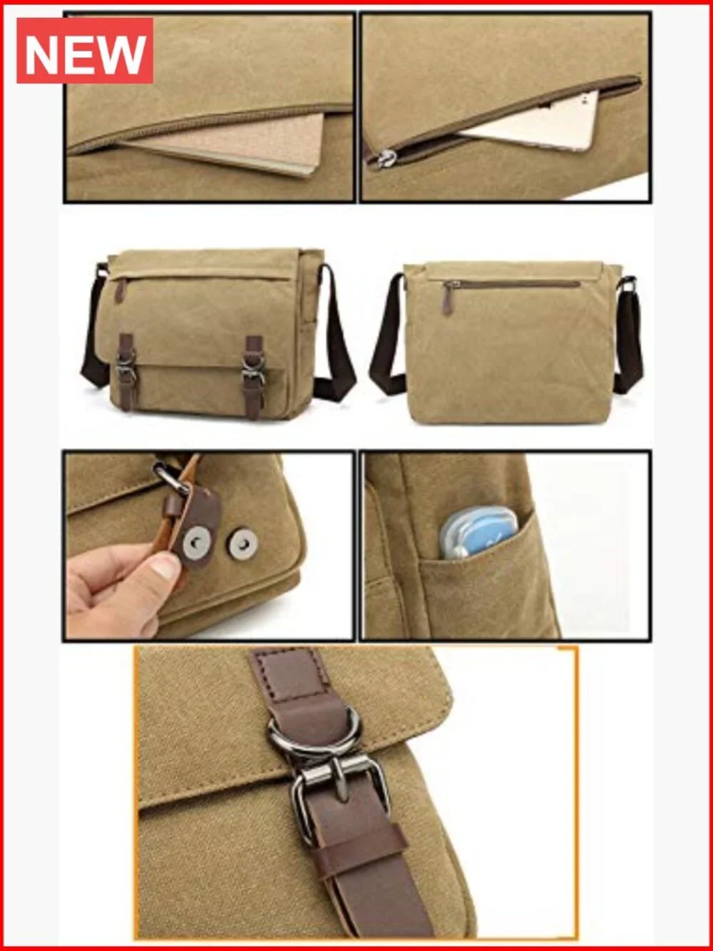 Canvas Messenger Bag Laptop Crossbody Travel Bag Vintage Shoulder Bag